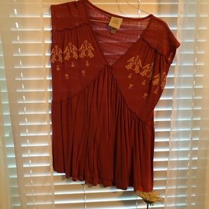 V- neck blush blouse